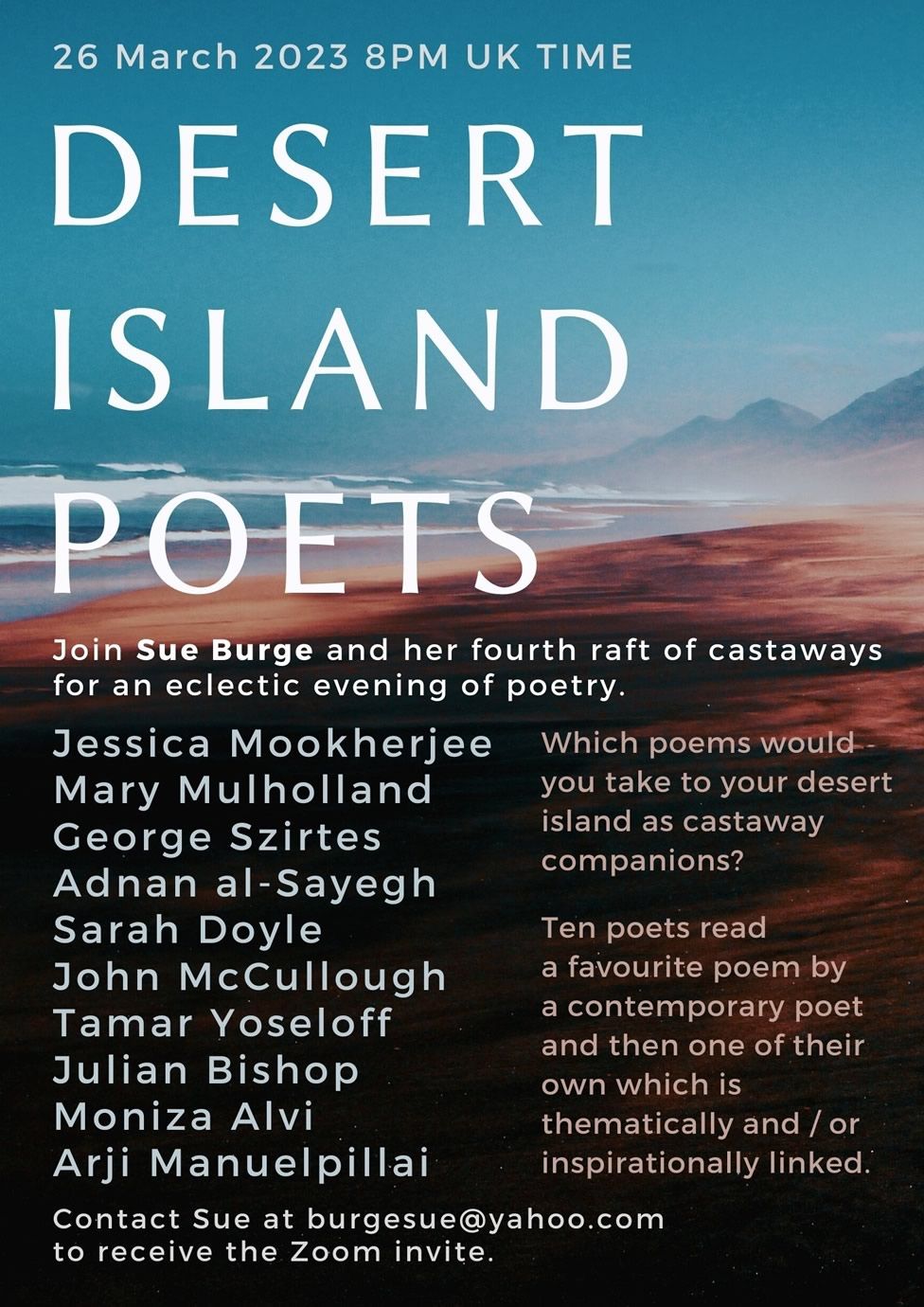 Desert Island Poets, 26th March 2023